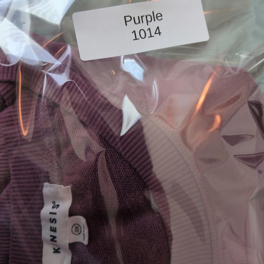 Kinesis Pullover Sweatshirt Women 3X Purple Thumbhole Kangaroo Pocket Side Slit - Picture 12 of 12